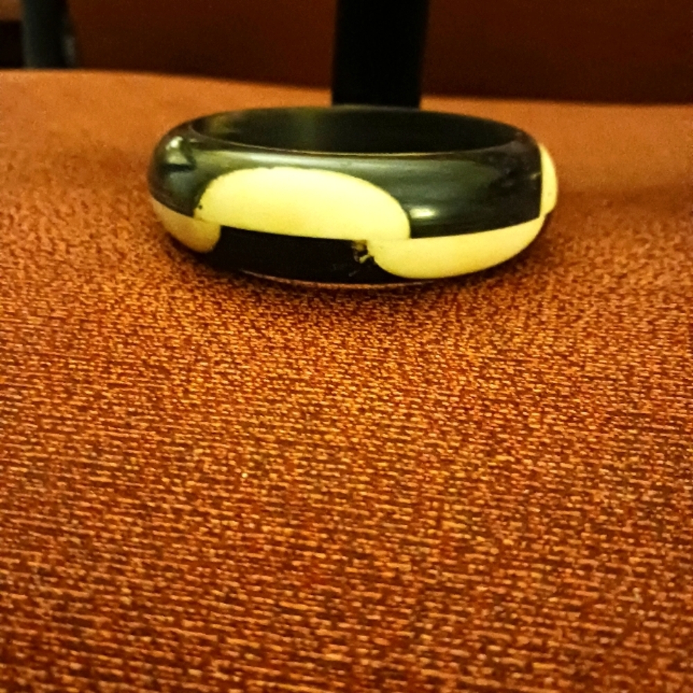 Vintage handcrafted Black and Cream Bangle